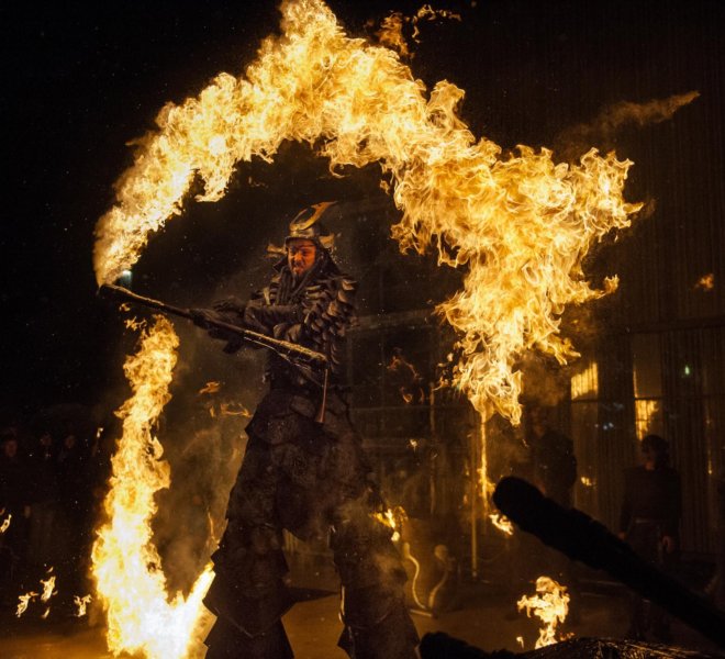 Feuerkreis vor der Tonne